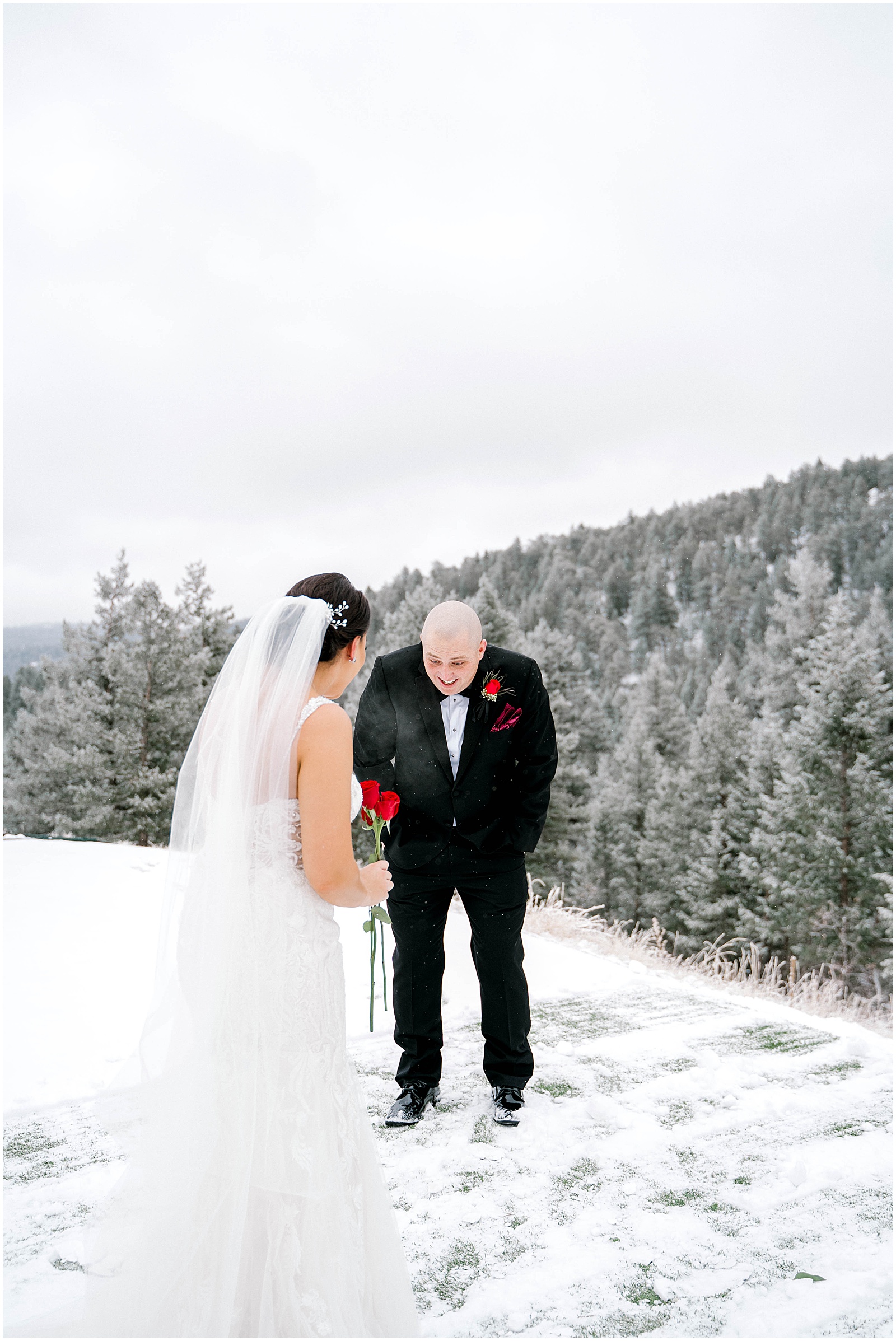 first look at colorado wedding