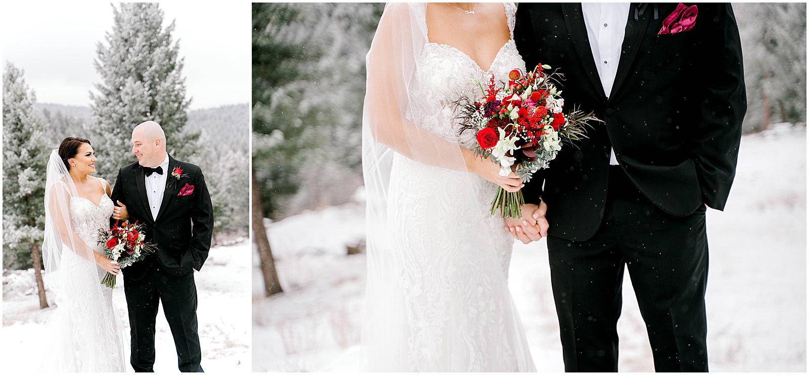 winter bride and groom photos
