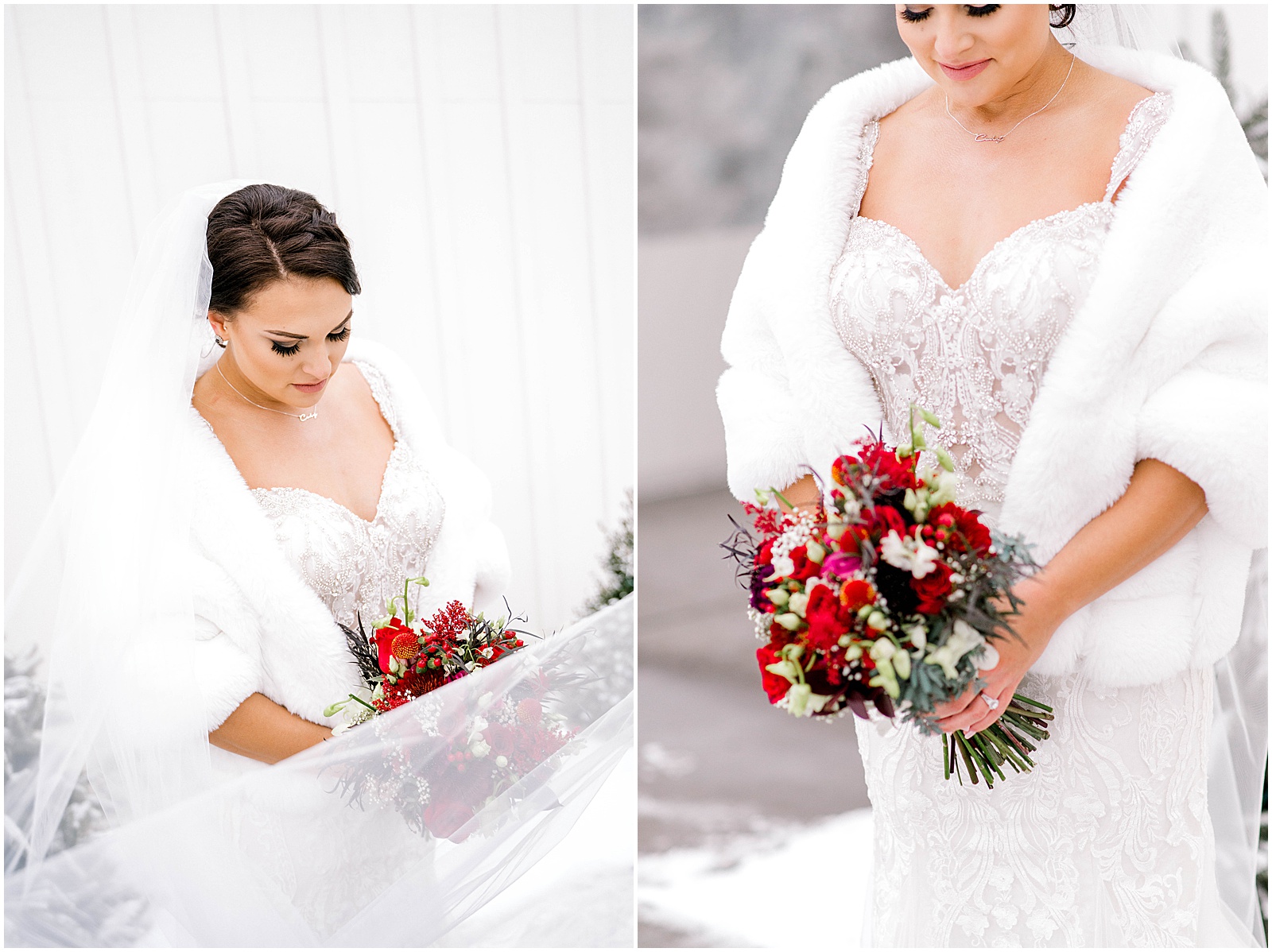 white shawl on bride
