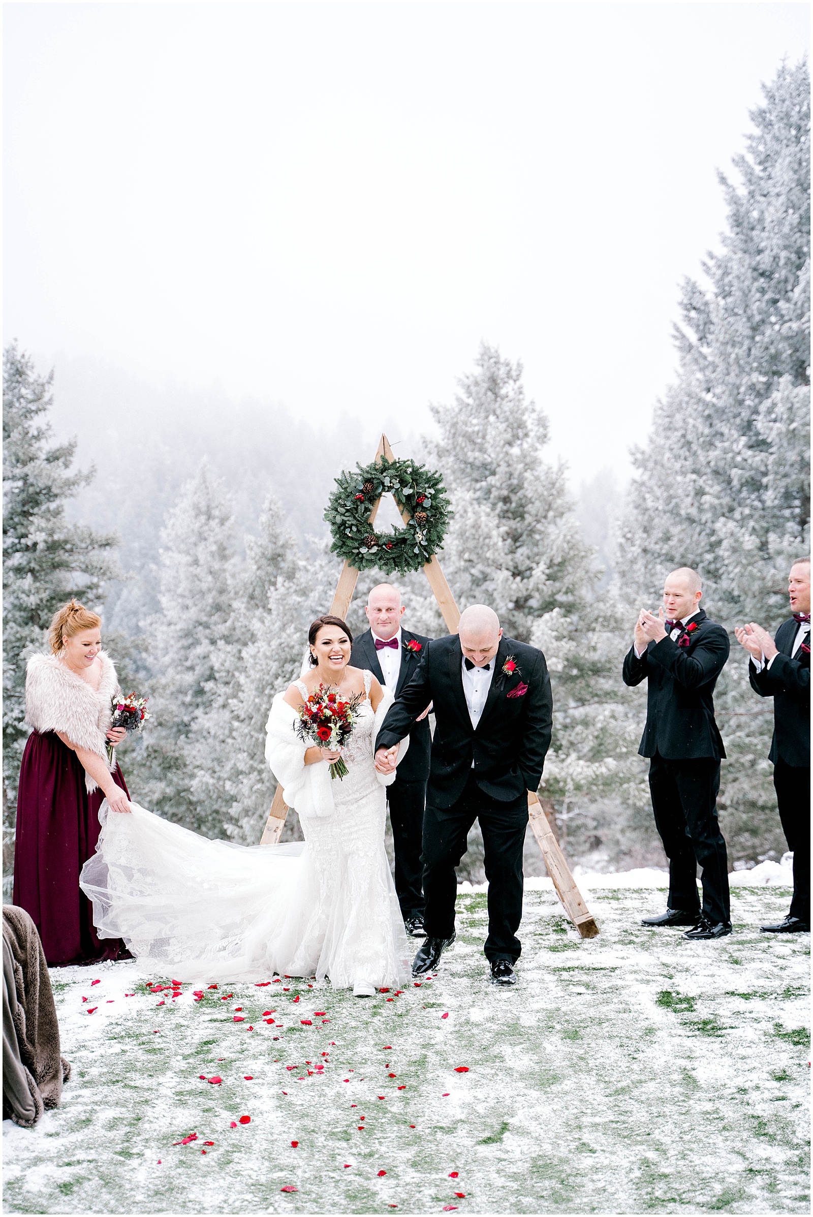 snowy colorado wedding ceremony