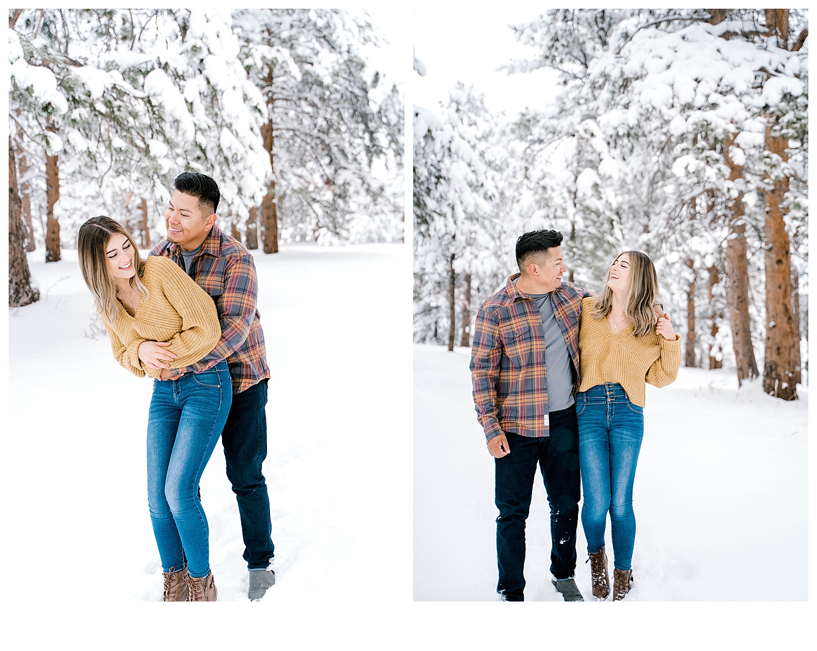 snowy denver engagement photos