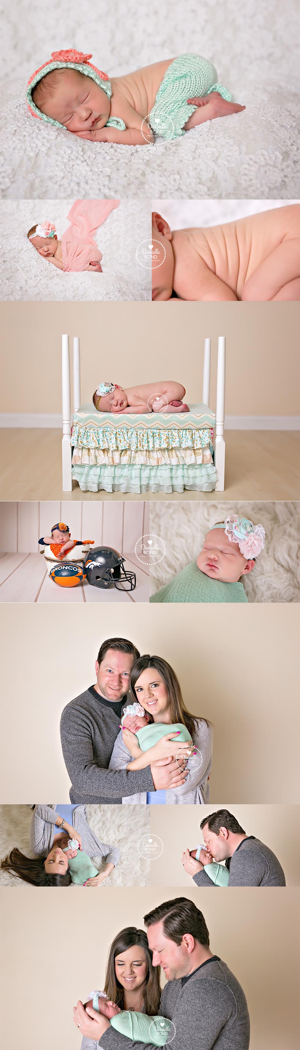 pink and mint newborn and family photos by Denver, CO newborn photographer