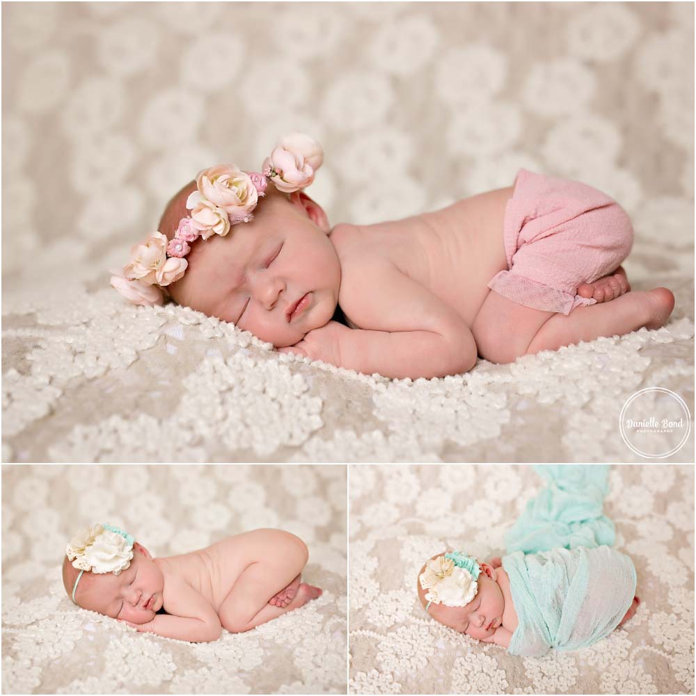 newborn girl with flower crown by Denver CO photographer