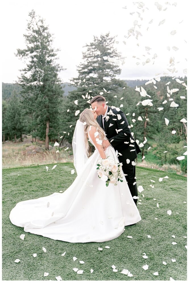 floral filled woodlands colorado bride and groom photos